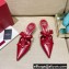 Valentino French Bows Leather Heel Mules Red 2022