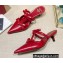 Valentino French Bows Leather Heel Mules Red 2022