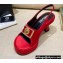 Versace Icon Medusa Medallion Heel Slingback Satin Red 2022