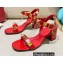 Valentino Heel 6cm Roman Stud Calfskin sandals Red 2022