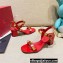 Valentino Heel 6cm Roman Stud Calfskin sandals Red 2022