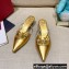 Valentino Crystal VLogo Signature Leather Heel Mules Gold 2022