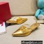 Valentino Crystal VLogo Signature Leather Heel Mules Gold 2022