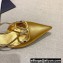 Valentino Crystal VLogo Signature Leather Heel Mules Gold 2022