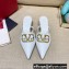 Valentino Crystal VLogo Signature Leather Heel Mules White 2022