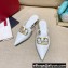 Valentino Crystal VLogo Signature Leather Heel Mules White 2022