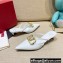 Valentino Crystal VLogo Signature Leather Heel Mules White 2022
