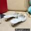 Valentino Crystal VLogo Signature Leather Heel Mules White 2022