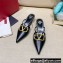 Valentino Crystal VLogo Signature Leather Heel Mules Black 2022
