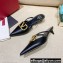 Valentino Crystal VLogo Signature Leather Heel Mules Black 2022