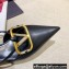 Valentino Crystal VLogo Signature Leather Heel Mules Black 2022