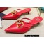Valentino Crystal VLogo Signature Leather Heel Mules Red 2022