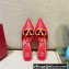 Valentino Crystal VLogo Signature Leather Heel Mules Red 2022