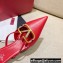 Valentino Crystal VLogo Signature Leather Heel Mules Red 2022