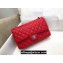 Chanel Medium Classic Flap Handbag A01112 in Caviar Leather with Edge Stitching Red/Silver