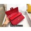 Chanel Medium Classic Flap Handbag A01112 in Caviar Leather with Edge Stitching Red/Silver