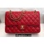 Chanel Medium Classic Flap Handbag A01112 in Caviar Leather with Edge Stitching Red/Gold