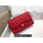 Chanel Medium Classic Flap Handbag A01112 in Caviar Leather with Edge Stitching Red/Gold