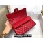 Chanel Medium Classic Flap Handbag A01112 in Caviar Leather with Edge Stitching Red/Gold