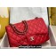 Chanel Large/Jumbo Classic Flap Handbag A58600 in Caviar Leather with Edge Stitching Red/Silver