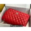 Chanel Large/Jumbo Classic Flap Handbag A58600 in Caviar Leather with Edge Stitching Red/Silver