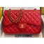 Chanel Large/Jumbo Classic Flap Handbag A58600 in Caviar Leather with Edge Stitching Red/Gold