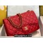 Chanel Large/Jumbo Classic Flap Handbag A58600 in Caviar Leather with Edge Stitching Red/Gold
