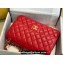Chanel Large/Jumbo Classic Flap Handbag A58600 in Caviar Leather with Edge Stitching Red/Gold
