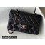 Chanel Small Classic Flap Handbag A01116 in Caviar Leather with Edge Stitching Black/Silver