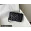 Chanel Small Classic Flap Handbag A01116 in Caviar Leather with Edge Stitching Black/Silver