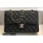Chanel New Small Classic Flap Handbag A01113 in Caviar Leather with Edge Stitching Black/Silver