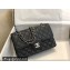 Chanel New Small Classic Flap Handbag A01113 in Caviar Leather with Edge Stitching Black/Silver