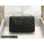 Chanel Medium Classic Flap Handbag A01112 in Caviar Leather with Edge Stitching and Black Lining Black/Gold