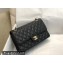 Chanel Medium Classic Flap Handbag A01112 in Caviar Leather with Edge Stitching and Black Lining Black/Gold