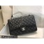 Chanel Medium Classic Flap Handbag A01112 in Caviar Leather with Edge Stitching Black/Silver