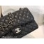 Chanel Medium Classic Flap Handbag A01112 in Caviar Leather with Edge Stitching Black/Silver
