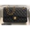 Chanel Medium Classic Flap Handbag A01112 in Caviar Leather with Edge Stitching Black/Gold