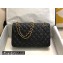 Chanel Medium Classic Flap Handbag A01112 in Caviar Leather with Edge Stitching Black/Gold