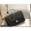 Chanel Medium Classic Flap Handbag A01112 in Caviar Leather with Edge Stitching Black/Gold