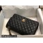 Chanel Medium Classic Flap Handbag A01112 in Caviar Leather with Edge Stitching Black/Gold