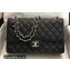 Chanel New Medium Classic Flap Handbag in Caviar Leather with Edge Stitching Black/Silver