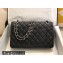 Chanel New Medium Classic Flap Handbag in Caviar Leather with Edge Stitching Black/Silver