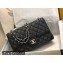 Chanel New Medium Classic Flap Handbag in Caviar Leather with Edge Stitching Black/Silver