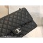 Chanel New Medium Classic Flap Handbag in Caviar Leather with Edge Stitching Black/Silver