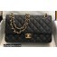 Chanel New Medium Classic Flap Handbag in Caviar Leather with Edge Stitching Black/Gold