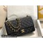 Chanel New Medium Classic Flap Handbag in Caviar Leather with Edge Stitching Black/Gold