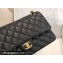 Chanel New Medium Classic Flap Handbag in Caviar Leather with Edge Stitching Black/Gold