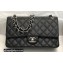 Chanel New Medium Classic Flap Handbag in Caviar Leather Black/Silver