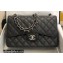 Chanel Large/Jumbo Classic Flap Handbag A58600 in Caviar Leather with Edge Stitching Black/Silver