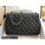 Chanel Large/Jumbo Classic Flap Handbag A58600 in Caviar Leather with Edge Stitching Black/Silver